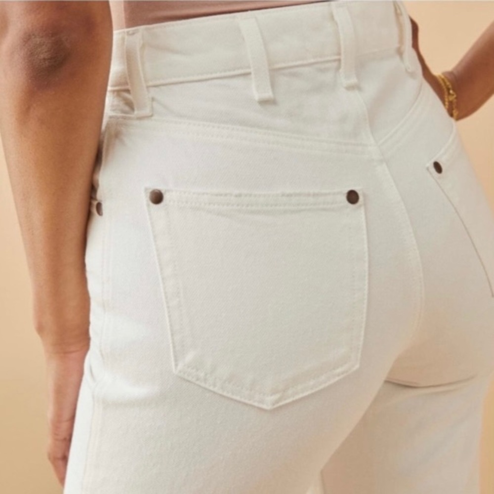 Reformation Cowboy High Rise Straight Jeans Vintage White Destroyed Cotton 30